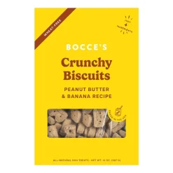 Bocce's Bakery Crunchy Biscuits Dog Treats Peanut Butter & Banana 14-oz