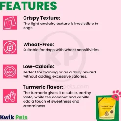 Bocce's Bakery Tumeric Latte Crunchy Biscuits Dog Treats Coconut Vanilla & Turmeric 5-oz