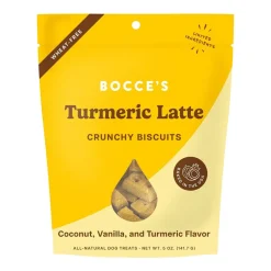 Bocce's Bakery Tumeric Latte Crunchy Biscuits Dog Treats Coconut Vanilla & Turmeric 5-oz