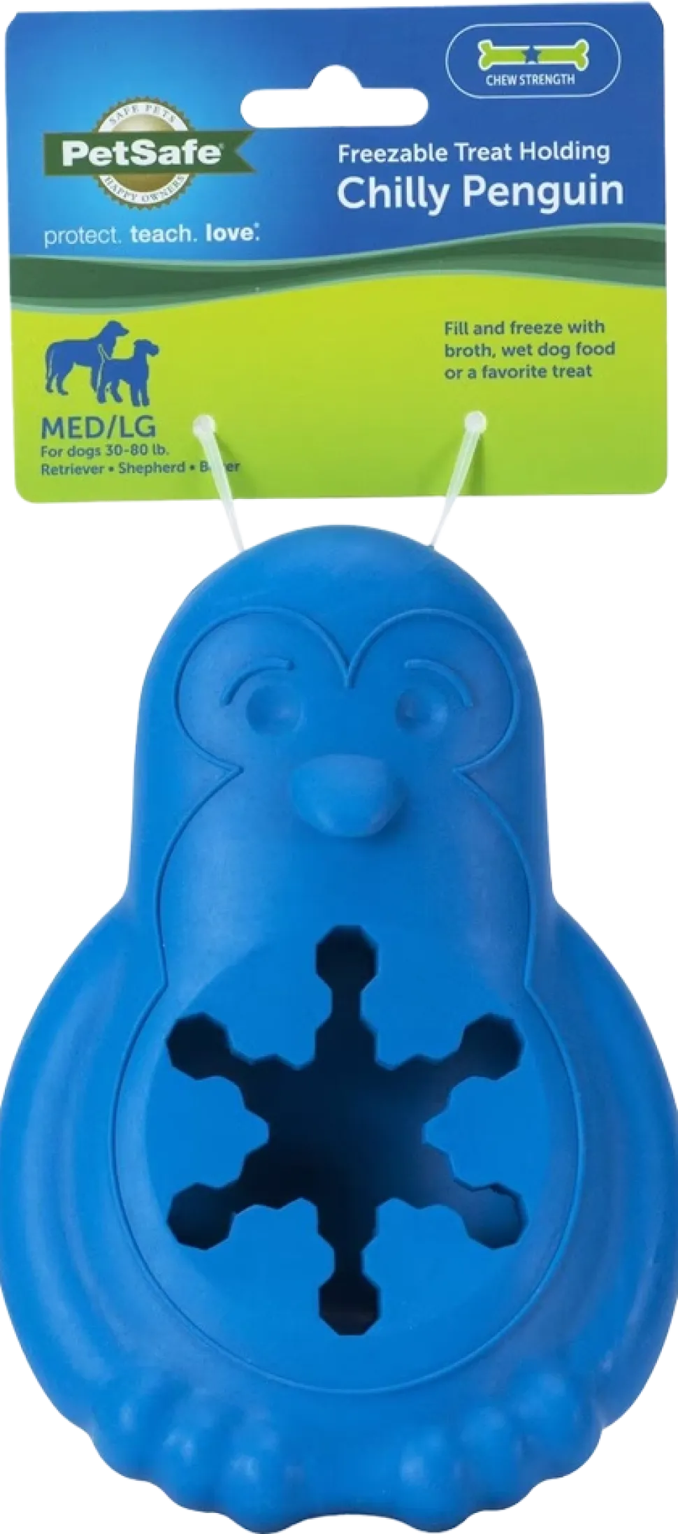 Busy Buddy Chilly Penguin Freezable Treat Holding Dog Toy Blue Medium/Large