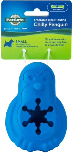 Busy Buddy Chilly Penguin Freezable Treat Holding Dog Toy Blue Small