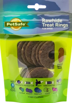 Busy Buddy Gnawhide Dog Treat Ring Refills Natural Rawhide Size B 16 Count 4.23-oz