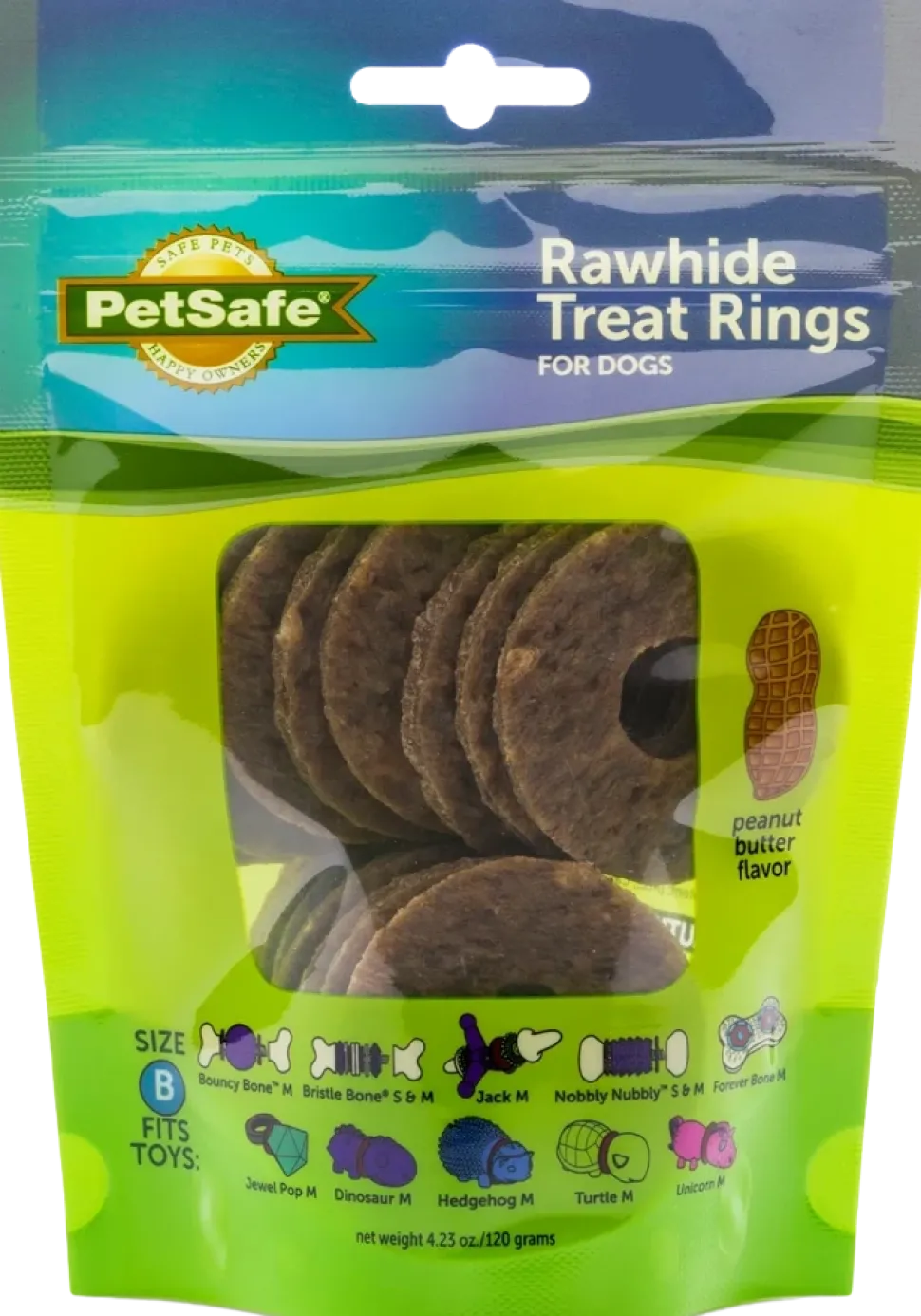 Busy Buddy Gnawhide Dog Treat Ring Refills Natural Rawhide Size B 16 Count 4.23-oz