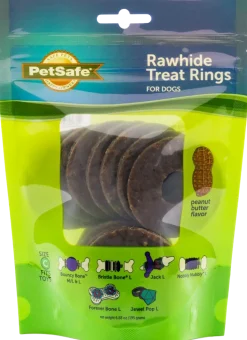 Busy Buddy Gnawhide Dog Treat Ring Refills Natural Rawhide Size C 16 Count 6.88-oz