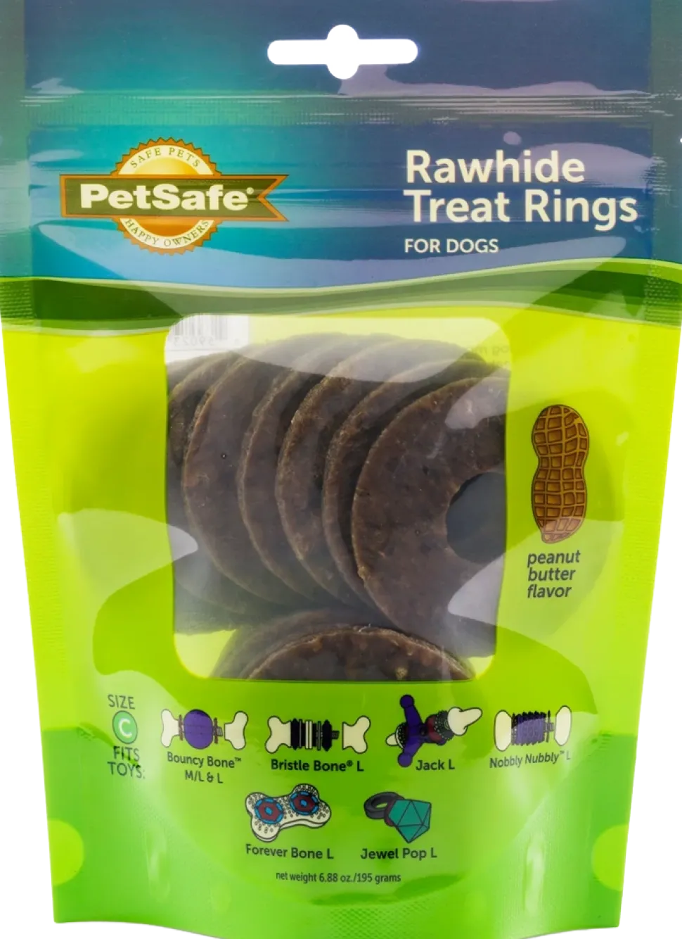 Busy Buddy Gnawhide Dog Treat Ring Refills Natural Rawhide Size C 16 Count 6.88-oz