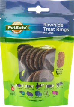 Busy Buddy Gnawhide Dog Treat Ring Refills Natural Rawhide Size A 16 Count 1.83-oz