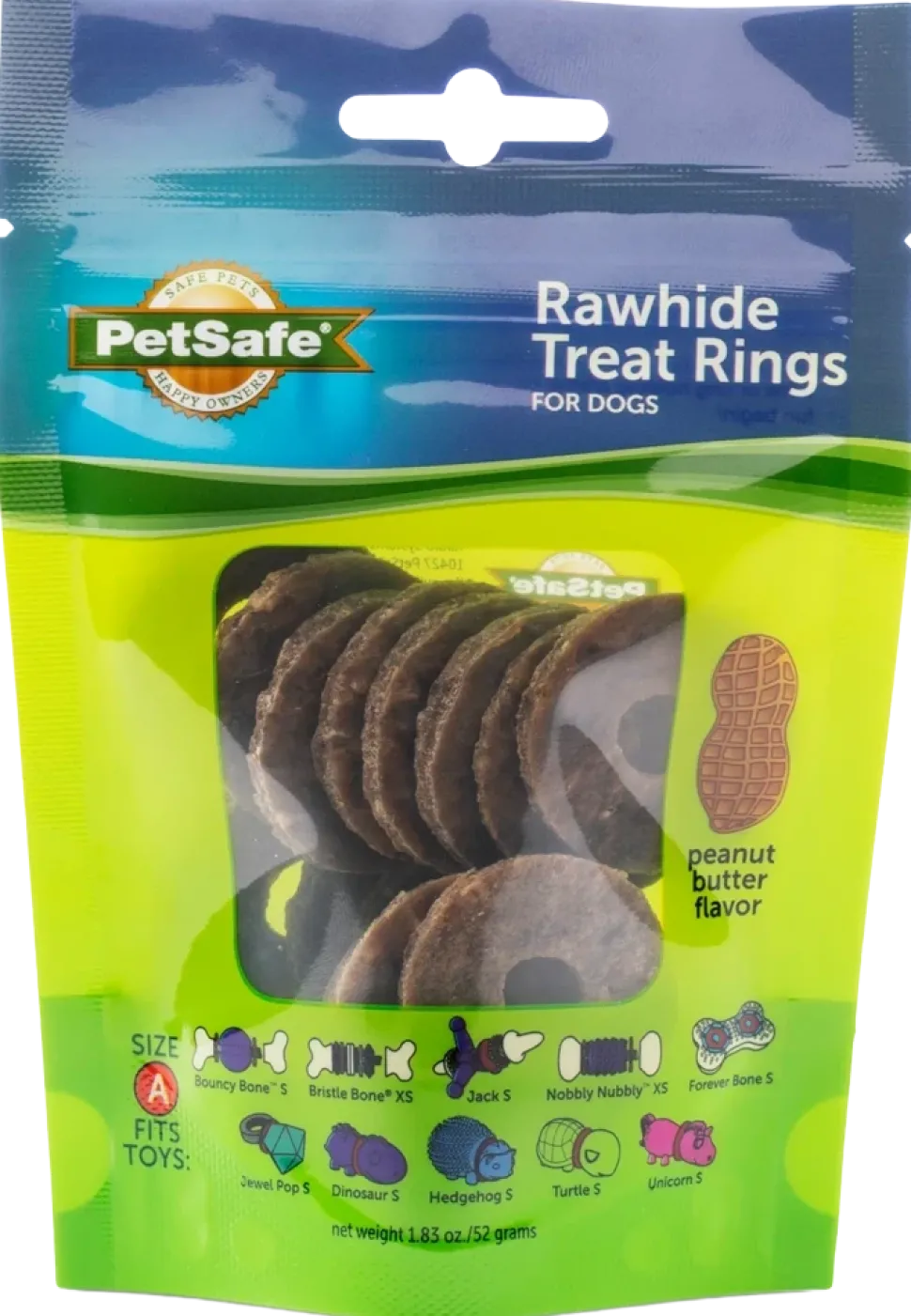 Busy Buddy Gnawhide Dog Treat Ring Refills Natural Rawhide Size A 16 Count 1.83-oz
