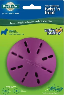 Busy Buddy Twist 'n Treat Treat-Dispensing Dog Toy Purple Small
