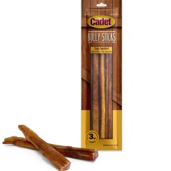 Cadet Bully Sticks Premium Dog Treats Large 3 Count 4.2-oz