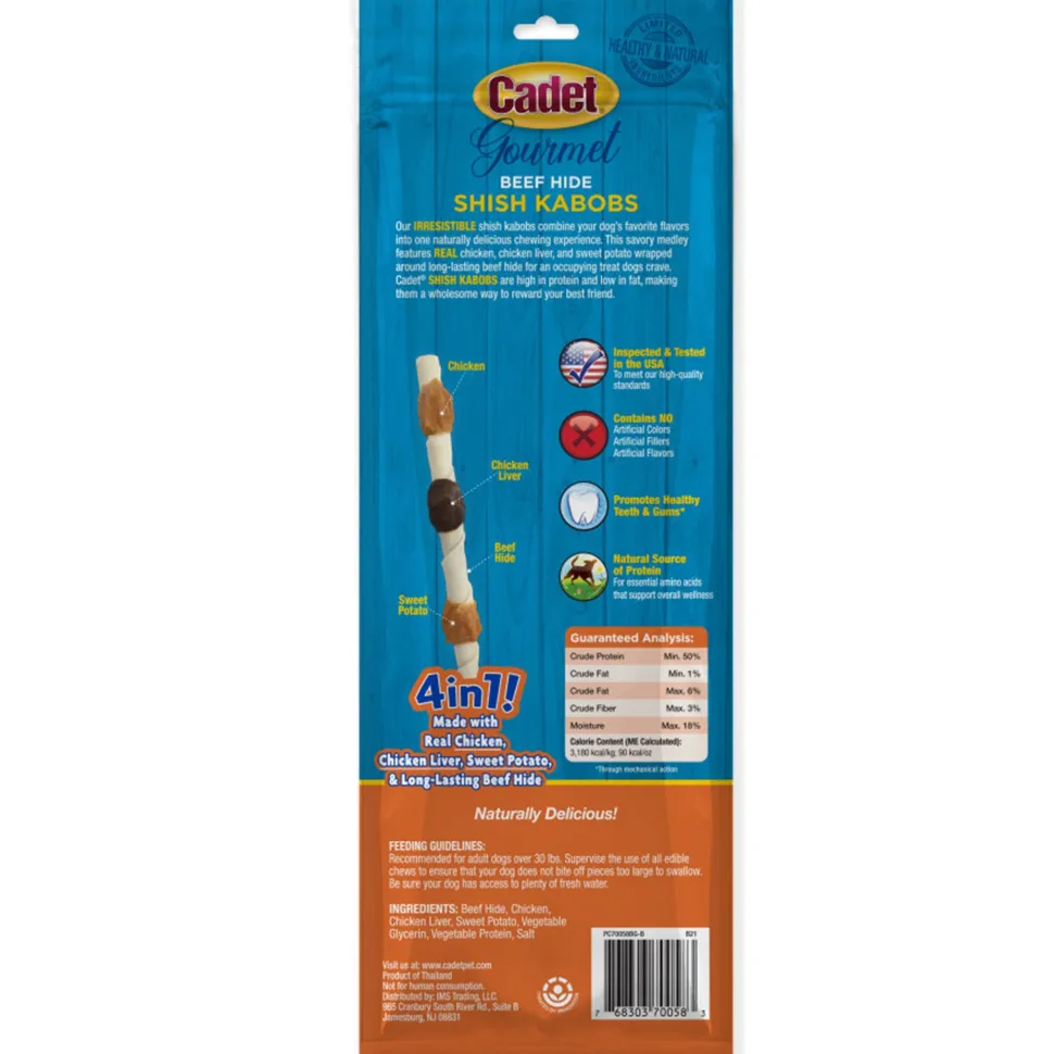 Cadet Gourmet Beef Hide Shish Kabob Dog Treats X-Large 2 Count 5.7-oz