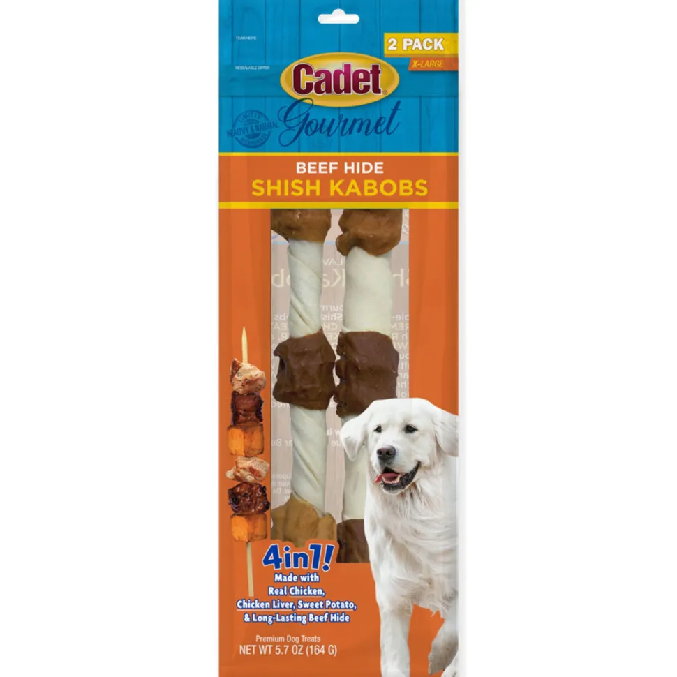 Cadet Gourmet Beef Hide Shish Kabob Dog Treats X-Large 2 Count 5.7-oz