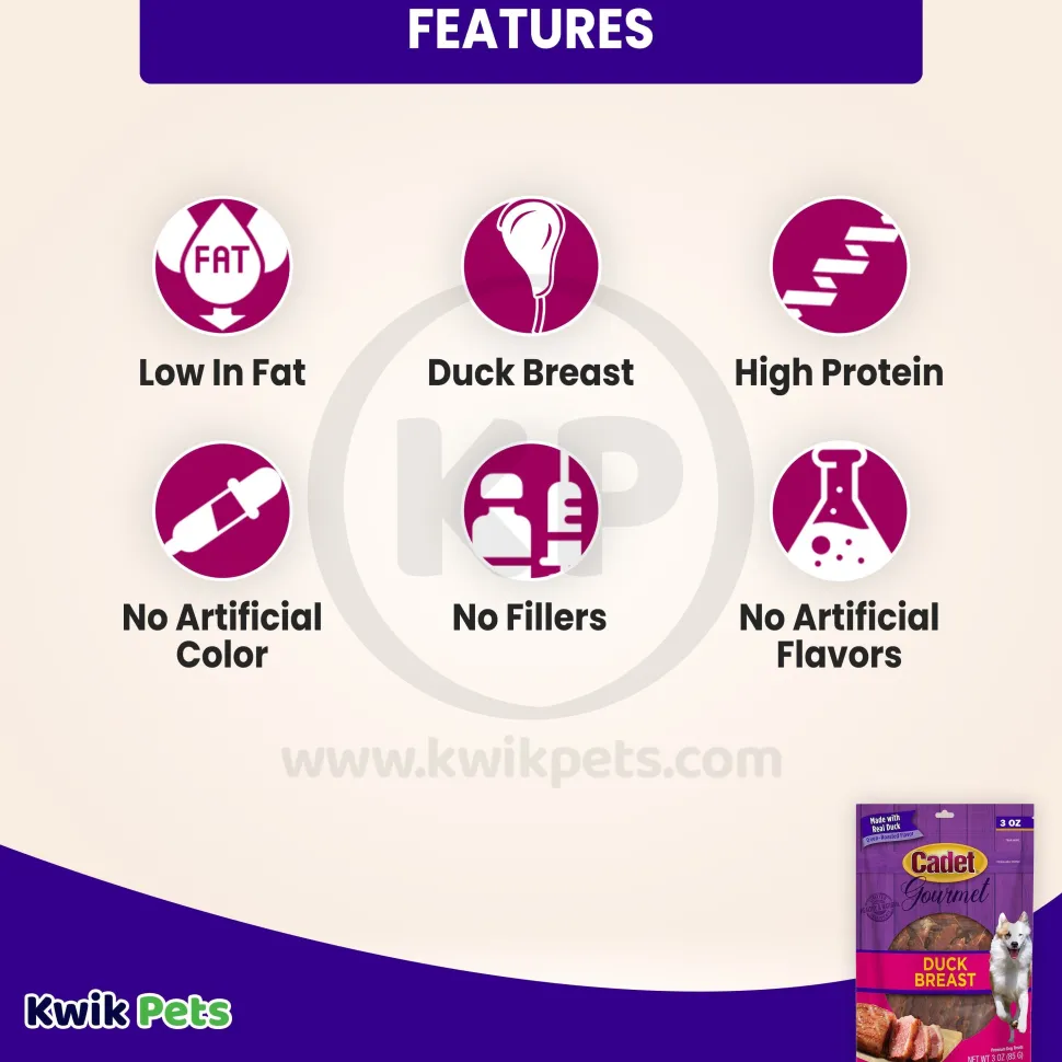 Cadet Gourmet Duck Breast Treats for Dogs 3-oz