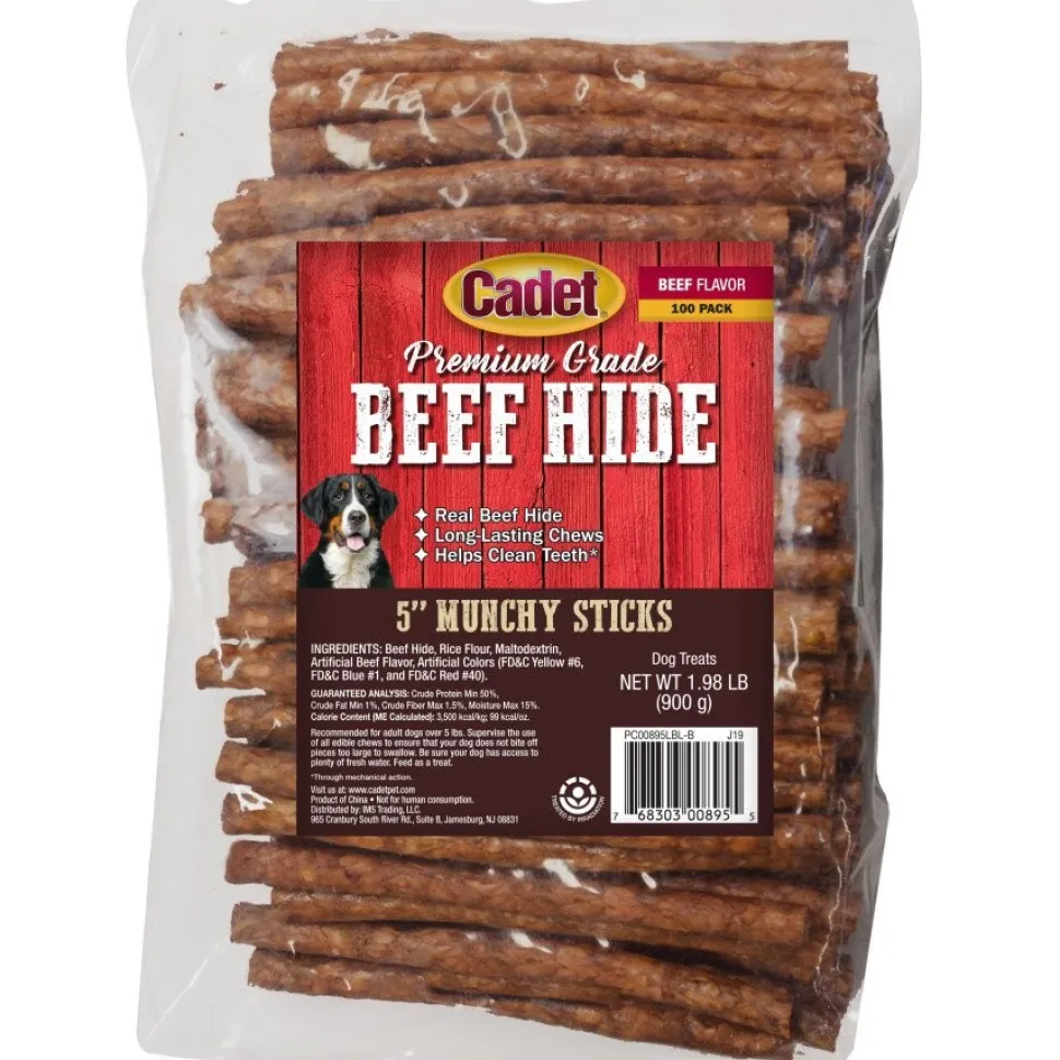 Cadet Premium Grade Beef Hide Munchy Sticks Dog Treats 5-in 100 Count