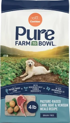 Canidae Pure Goodness Grain-Free Limited Ingredient Adult Dry Dog Food Lamb, Goat & Venison Meals Recipe 4-lb