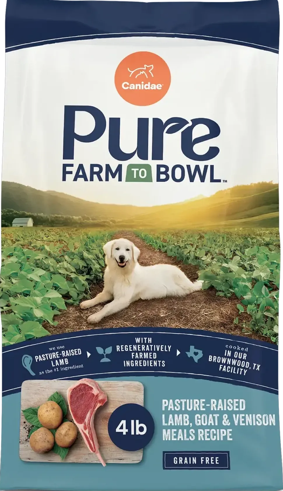 Canidae Pure Goodness Grain-Free Limited Ingredient Adult Dry Dog Food Lamb, Goat & Venison Meals Recipe 4-lb