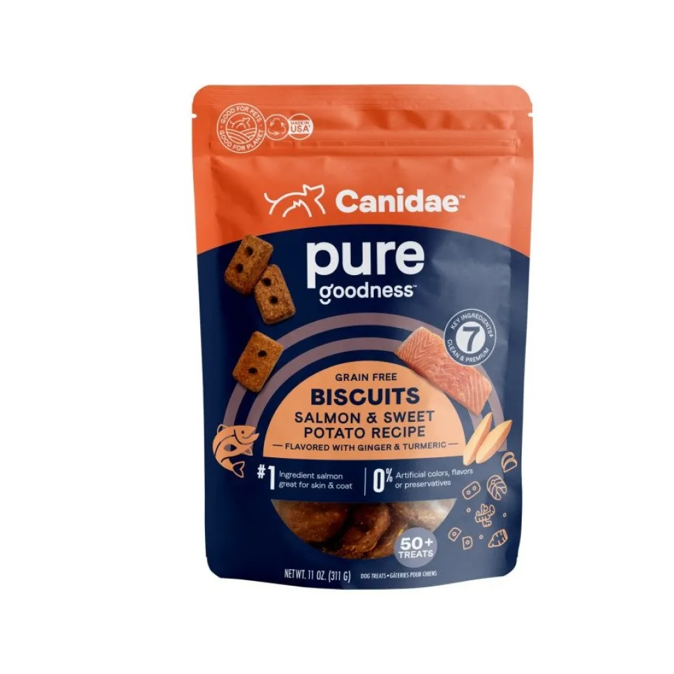 Canidae Pure Goodness Grain-Free Biscuits Dog Treats Salmon & Sweet Potato Recipe 11-oz