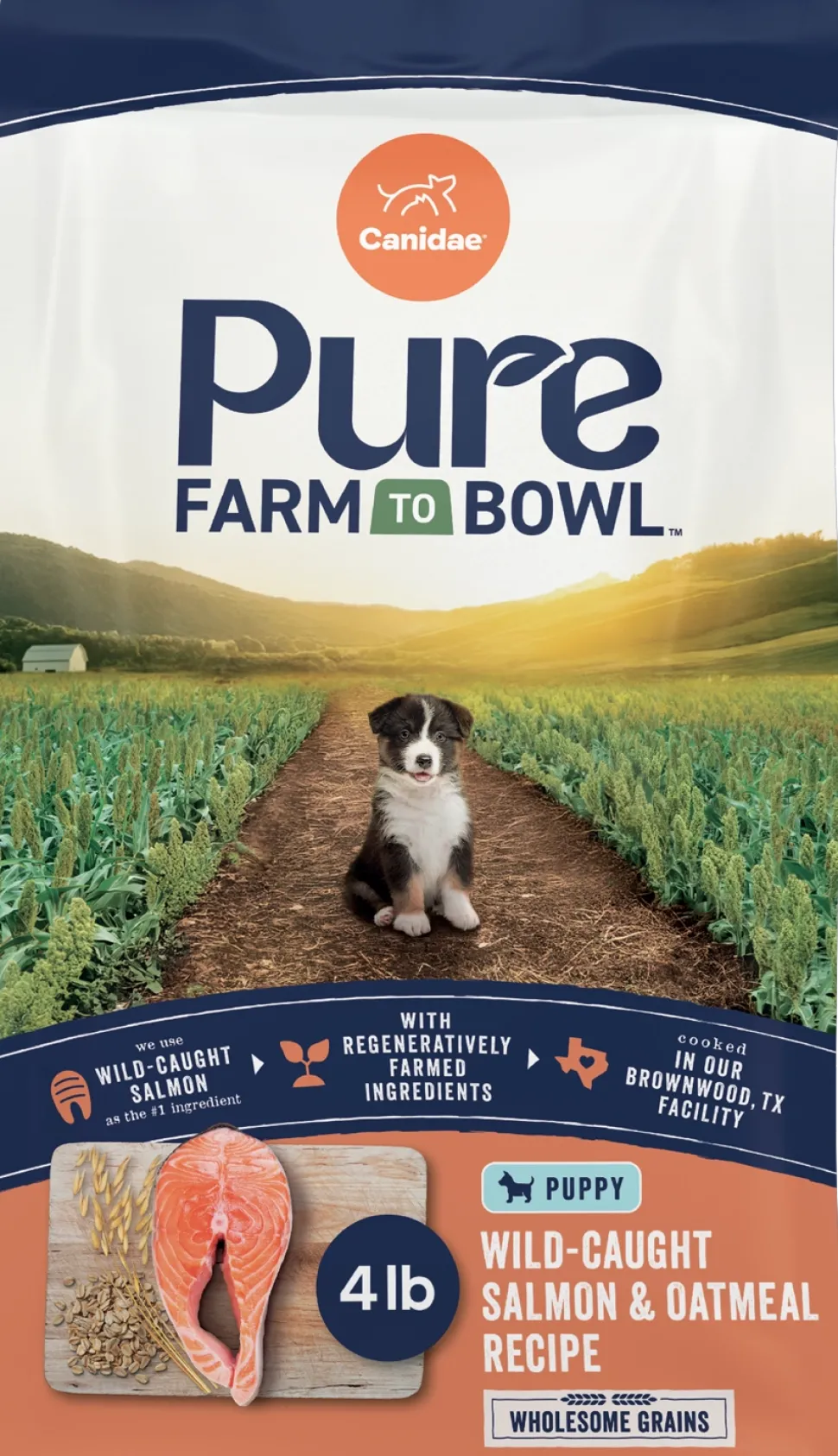 CANIDAE PURE Goodness Wholesome Grains Puppy Dry Food Real Salmon & Oatmeal 4-lb