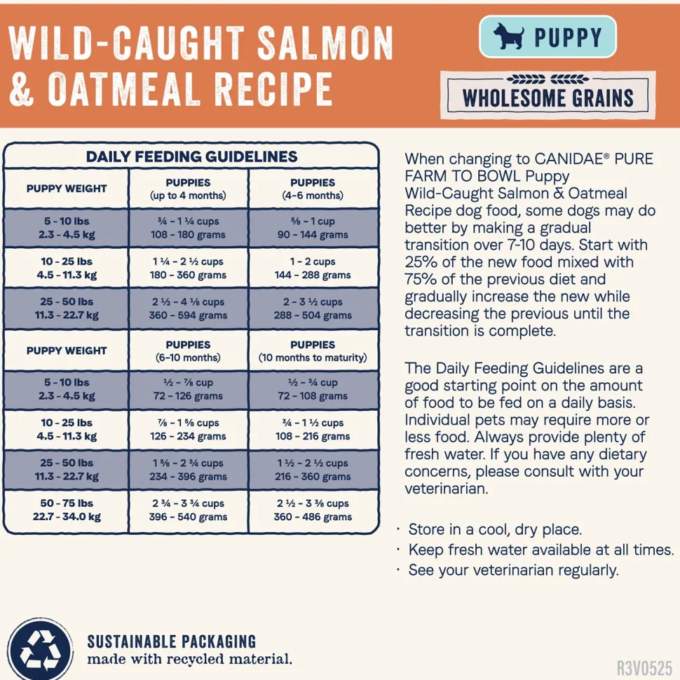 CANIDAE PURE Goodness Wholesome Grains Puppy Dry Food Real Salmon & Oatmeal 4-lb