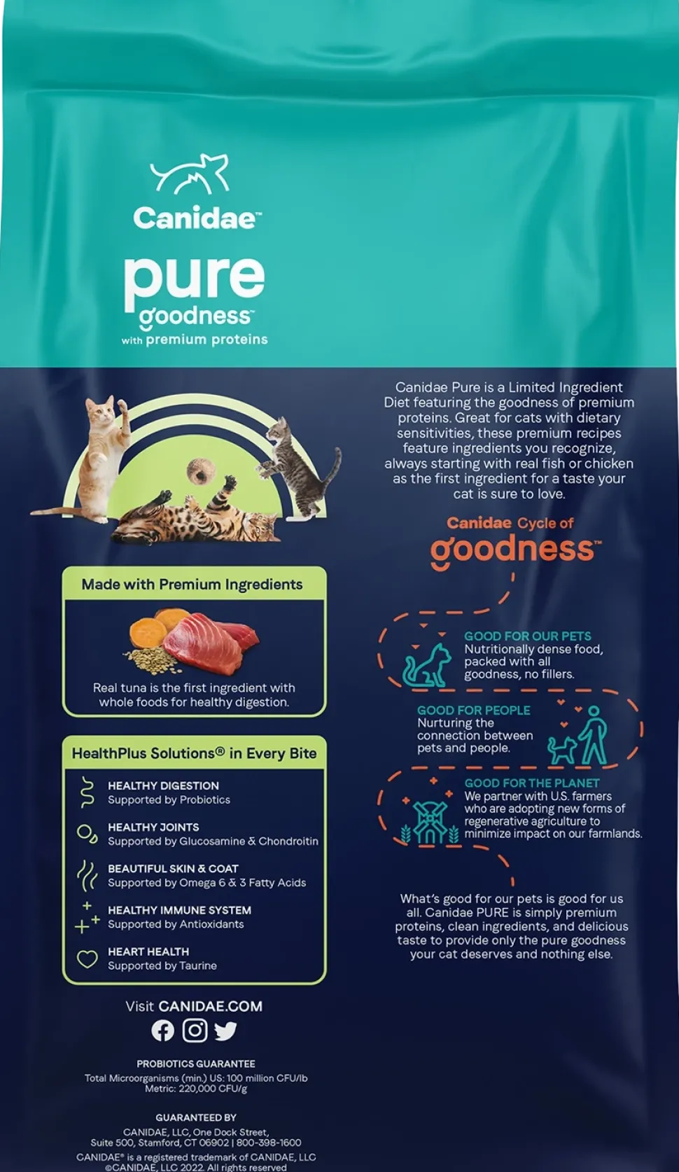 CANIDAE PURE Grain-Free Limited Ingredient Healthy Weight Dry Cat Food Tuna 5-lb