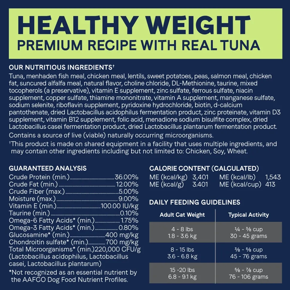 CANIDAE PURE Grain-Free Limited Ingredient Healthy Weight Dry Cat Food Tuna 10-lb