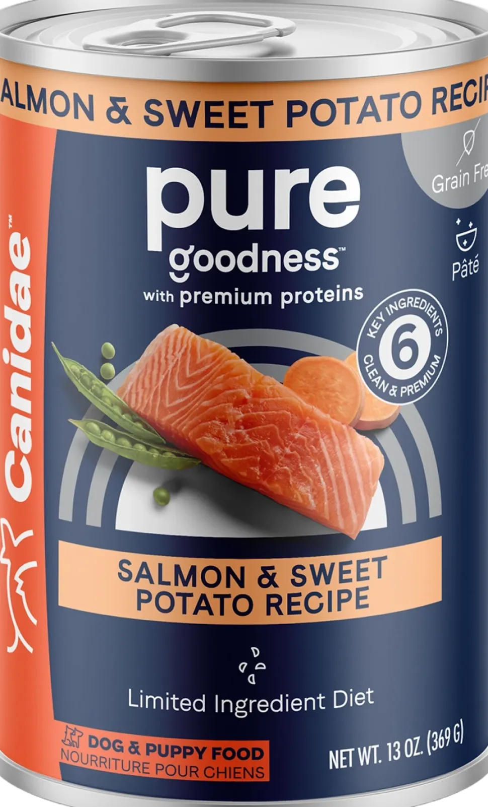 CANIDAE PURE Grain-Free Limited Ingredient Canned Dog Food Salmon & Sweet Potato 13-oz
