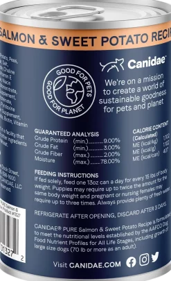 CANIDAE PURE Grain-Free Limited Ingredient Canned Dog Food Salmon & Sweet Potato 13-oz