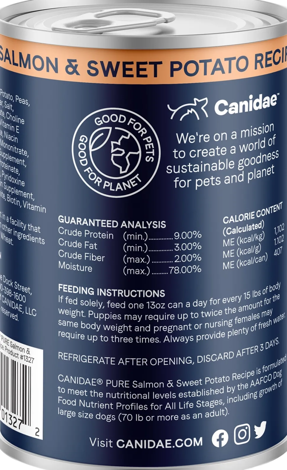 CANIDAE PURE Grain-Free Limited Ingredient Canned Dog Food Salmon & Sweet Potato 13-oz