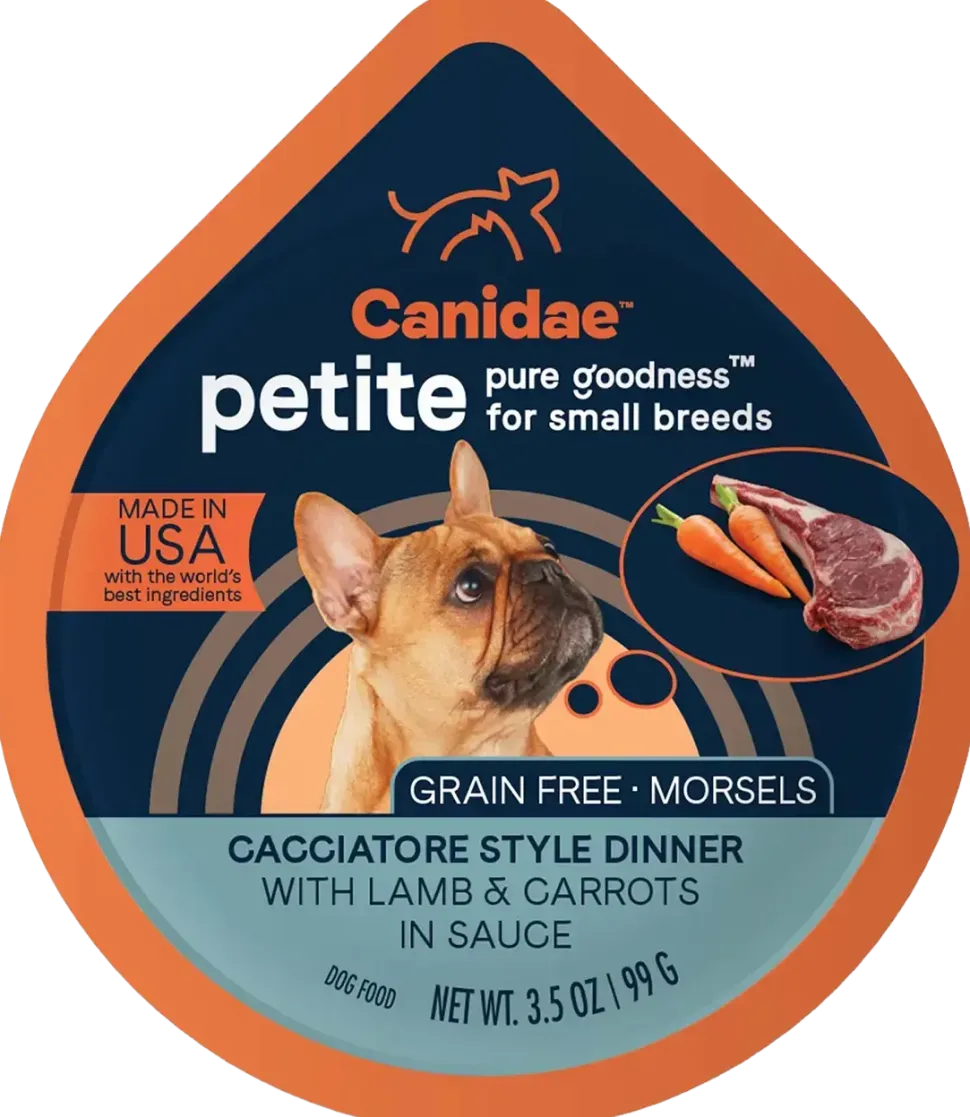 CANIDAE PURE Petite Goodness for Small Breed Grain-Free Morsels Canned Dog Food Lamb & Carrots 3.5-oz