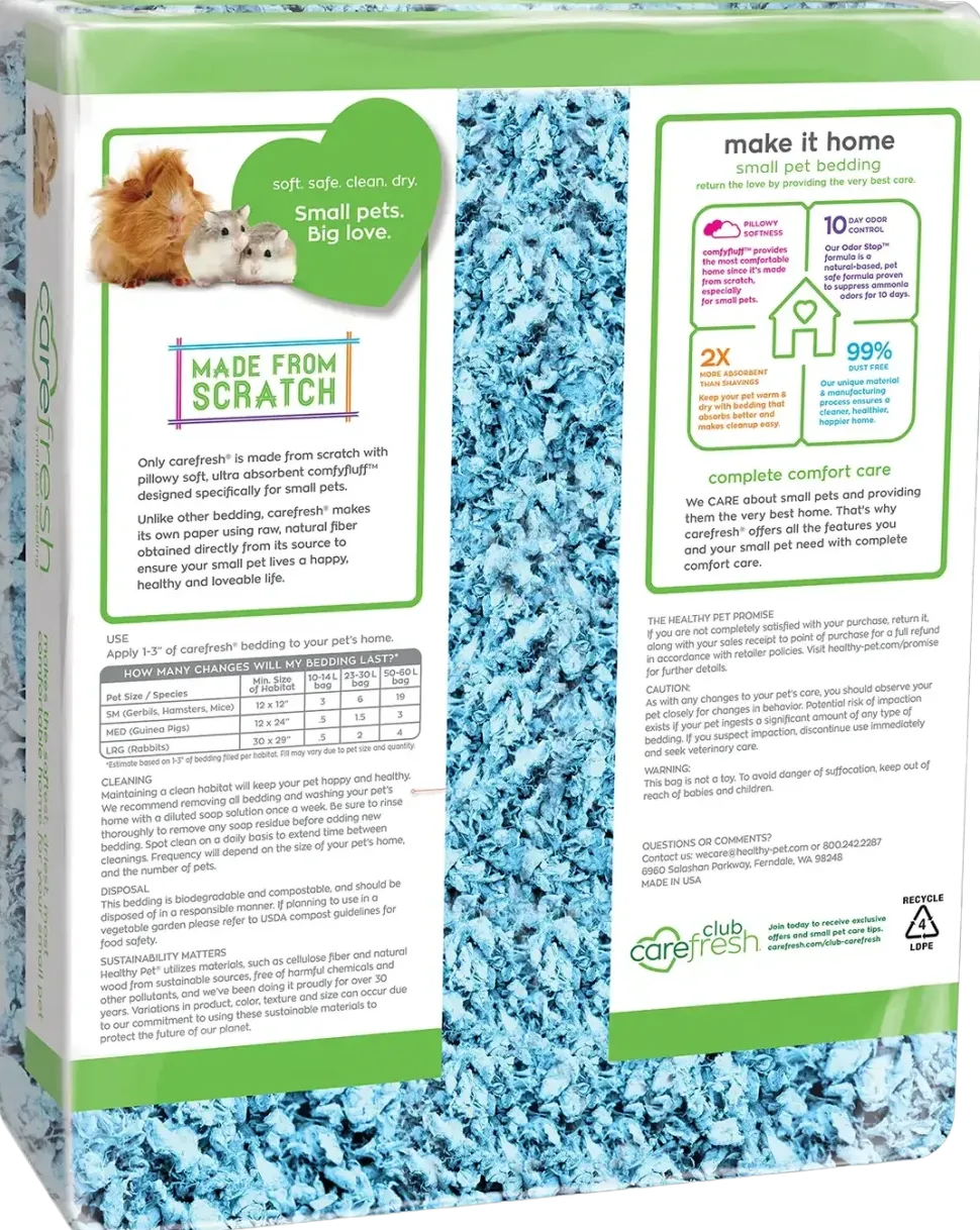 Carefresh Complete Comfort Blue Paper Bedding for Small Animals 50 Liters