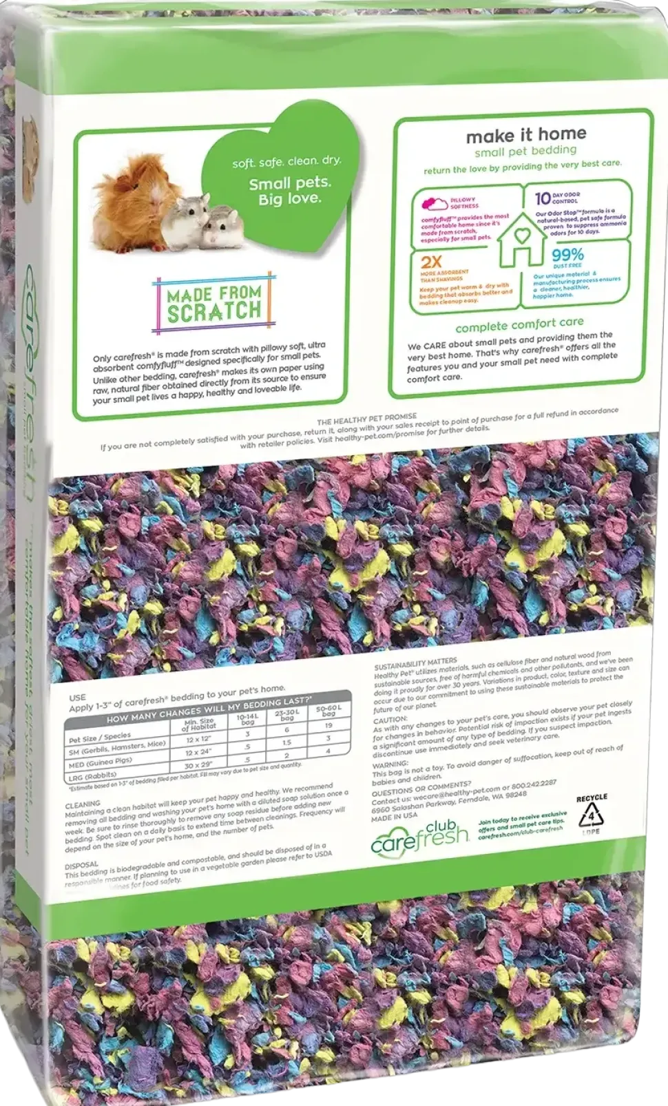 Carefresh Complete Comfort Confetti Paper Bedding for Small Animals 23 Liter
