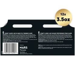 Cesar Classic Loaf in Sauce Adult Wet Dog Food Variety Pack Filet Mignon & Porterhouse Steak 12 Count 42.3-oz