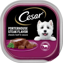 Cesar Classic Loaf in Sauce Adult Wet Dog Food Porterhouse Steak 3.5-oz