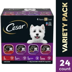 Cesar Classic Loaf in Sauce Adult Wet Dog Food Variety Pack Beef, Filet Mignon, Grilled Chicken, Poterhouse Steak 24 Count 84.66-oz