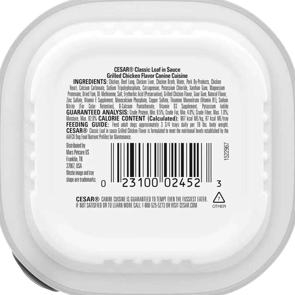 Cesar Classic Loaf in Sauce Adult Wet Dog Food Grilled Chicken 3.5-oz