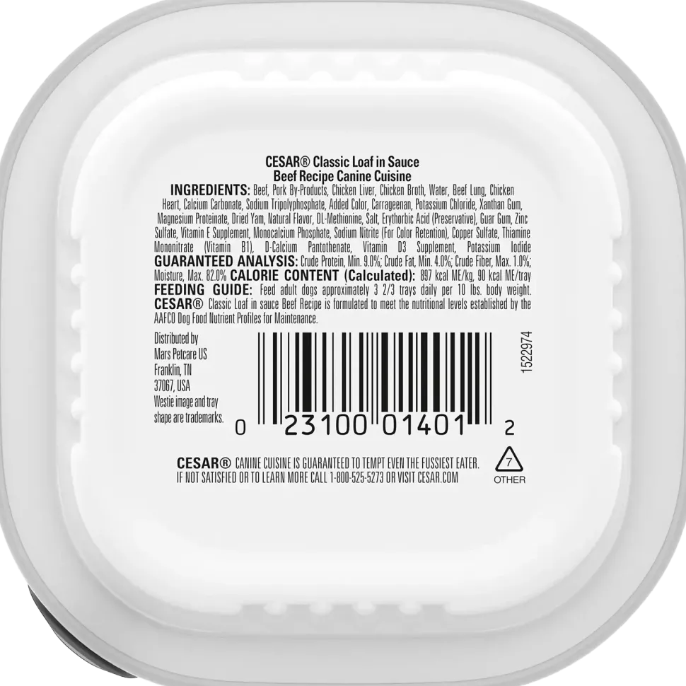Cesar Classic Loaf in Sauce Adult Wet Dog Food Beef 3.5-oz 24 Count