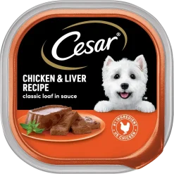 Cesar Classic Loaf in Sauce Adult Wet Dog Food Chicken & Liver 3.5-oz