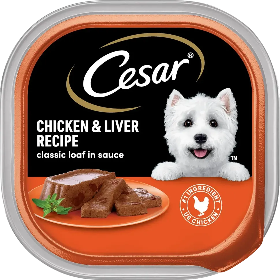 Cesar Classic Loaf in Sauce Adult Wet Dog Food Chicken & Liver 3.5-oz