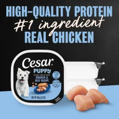 Cesar Classic Loaf in Sauce Puppy Wet Dog Food Chicken & Beef 3.5-oz