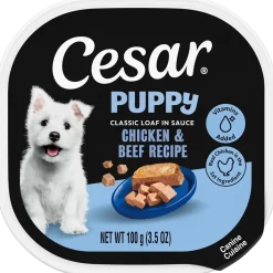 Cesar Classic Loaf in Sauce Puppy Wet Dog Food Chicken & Beef 3.5-oz