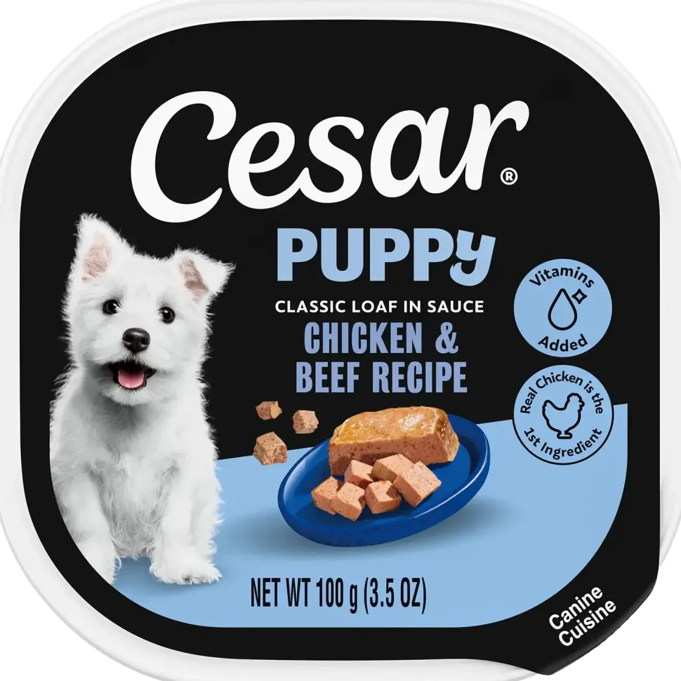 Cesar Classic Loaf in Sauce Puppy Wet Dog Food Chicken & Beef 3.5-oz
