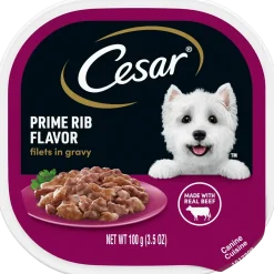 Cesar Filets in Gravy Adult Wet Dog Food Prime Rib 3.5-oz