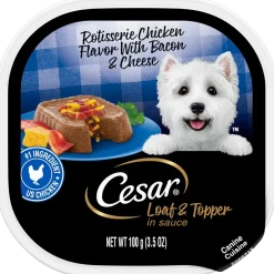 Cesar Loaf & Topper in Sauce Adult Wet Dog Food Rotisserie Chicken w/Bacon & Cheese 3.5-oz