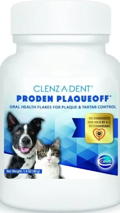 Ceva Clenz-a-dent ProDen PlaqueOff Oral Health Flakes for Dogs & Cats 1.4-oz