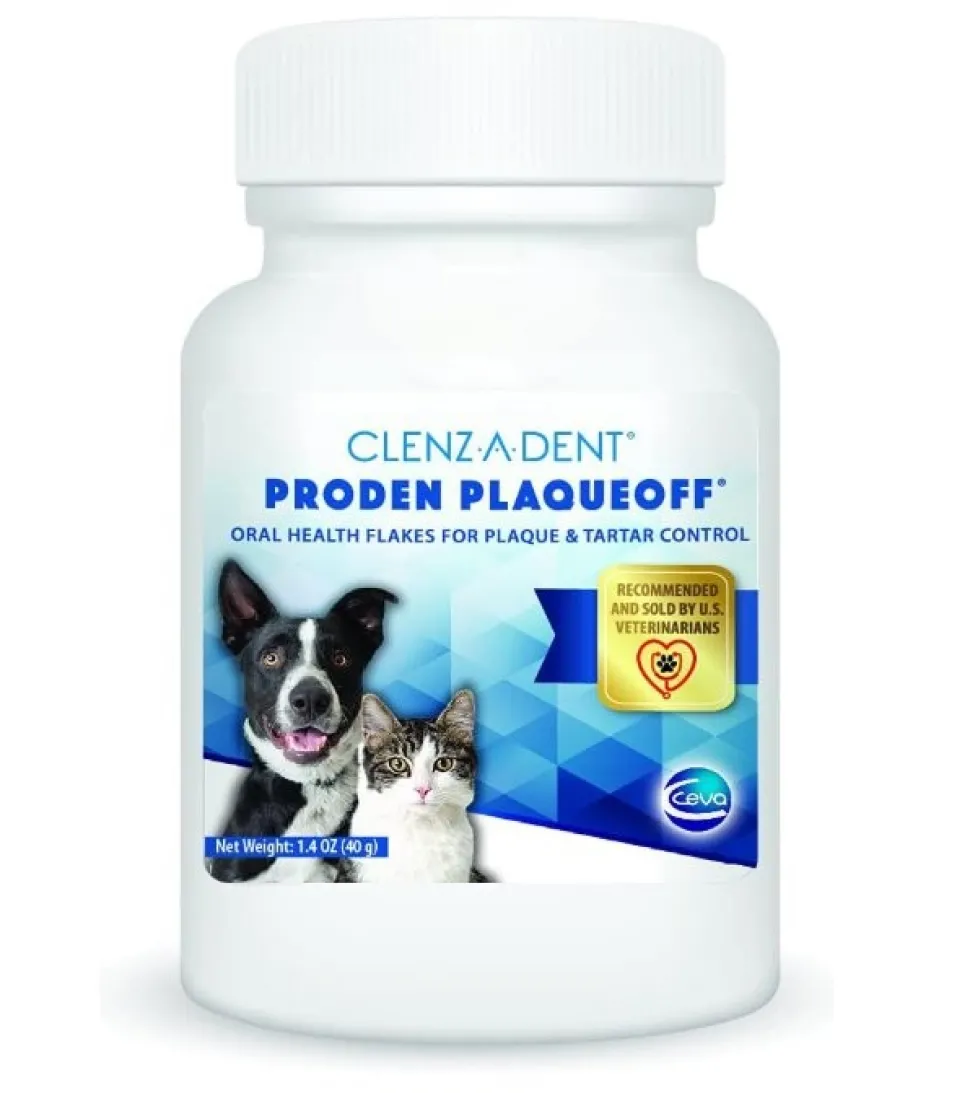 Ceva Clenz-a-dent ProDen PlaqueOff Oral Health Flakes for Dogs & Cats 1.4-oz