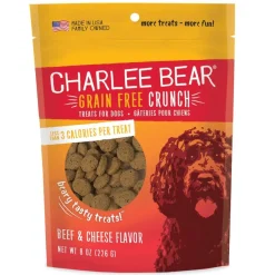 Charlee Bear Grain Free Crunch Dog Treats Beef & Cheese 8-oz