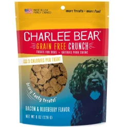 Charlee Bear Grain Free Crunch Dog Treats Bacon & Blueberry 8-oz