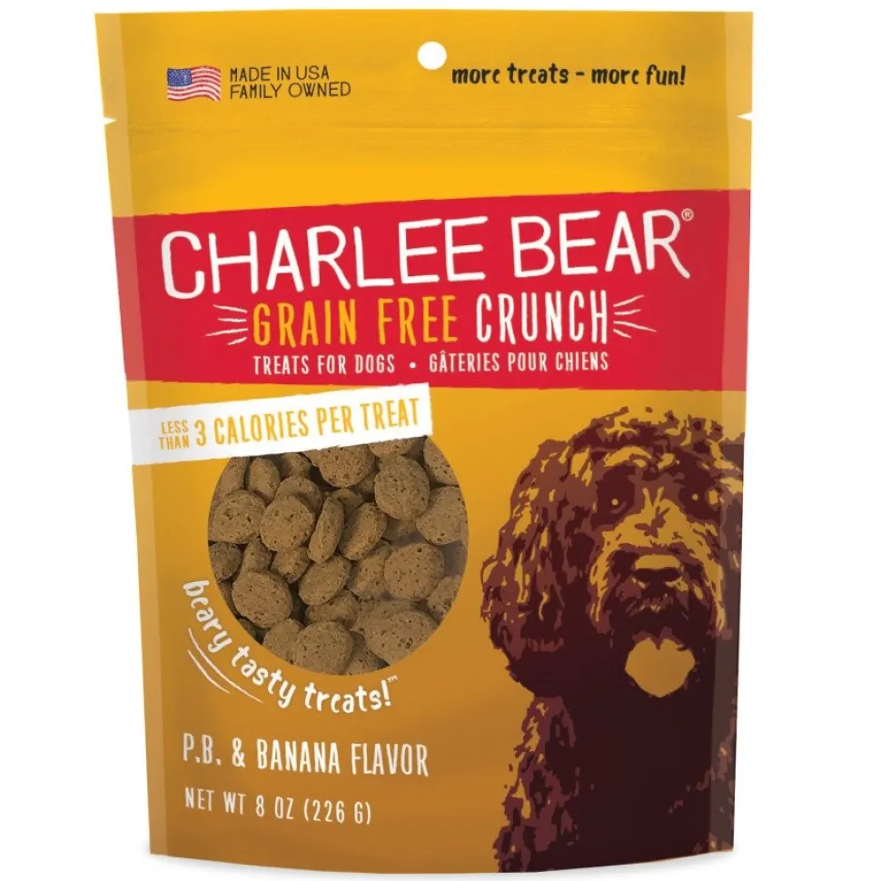 Charlee Bear Grain Free Crunch Dog Treats P.B & Banana 8-oz