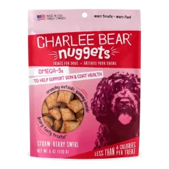 Charlee Bear Nuggets Straw-Beary Swirl Crunchy Dog Treats 6-oz