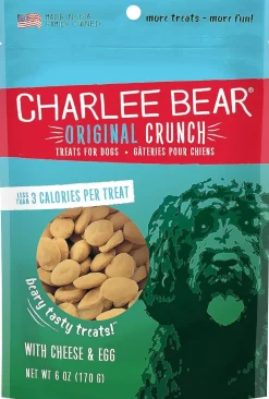 Charlee Bear Original Crunch Dog Treats Cheese & Egg 6-oz