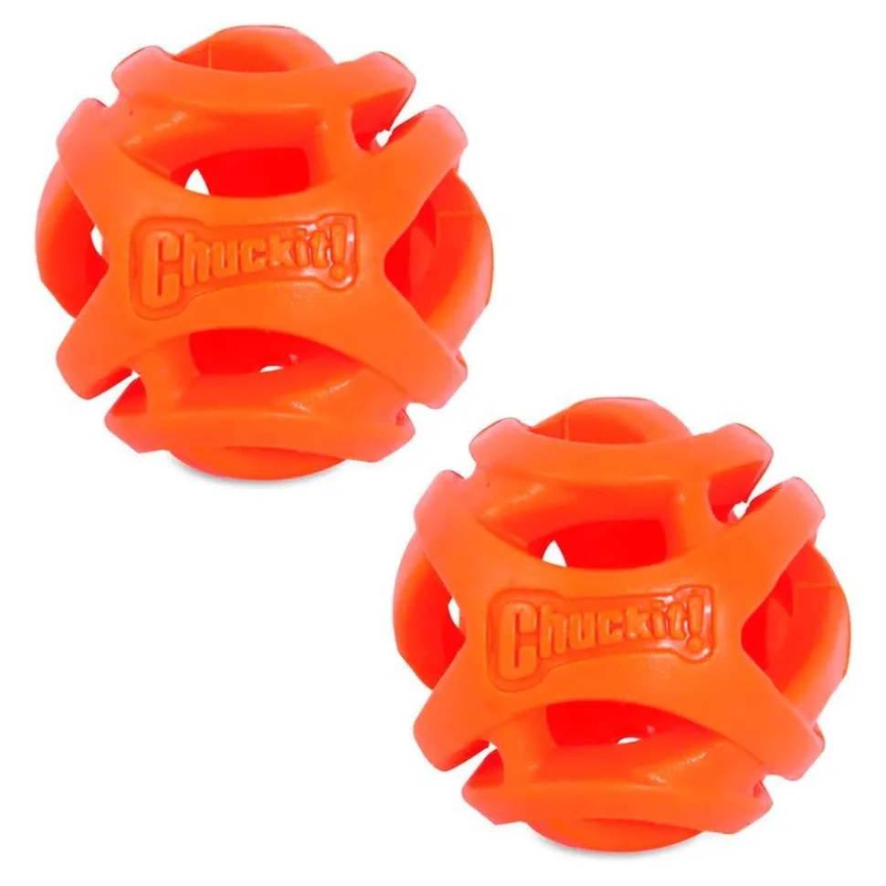 Chuckit! Breathe Right Fetch Ball Dog Toy Orange Small 2 Count